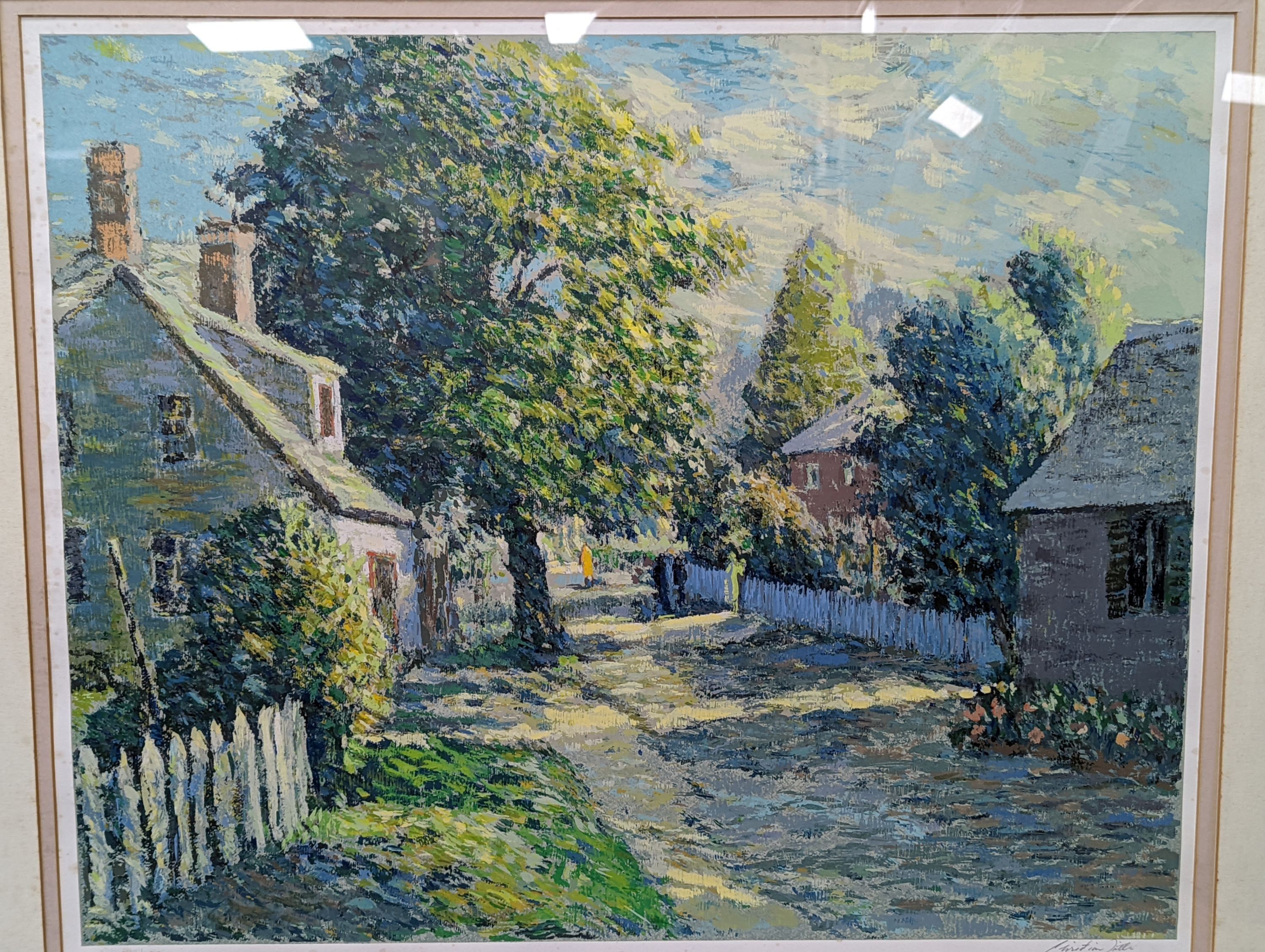 A silkscreen Serigraph, 'Country Pathway', signed Christian Fille , Limited edition, 52.5 x 64.5cm